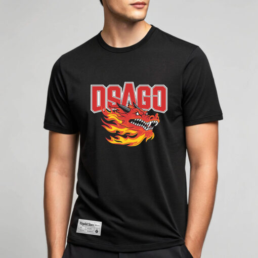 DSAGO Fire Dragon T-Shirt - Black Graphic Tee for Men, Street Style