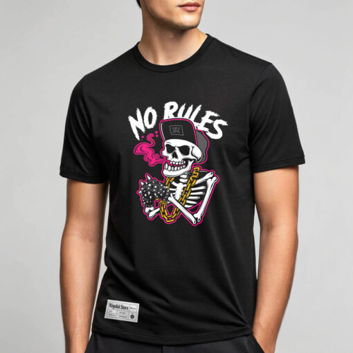 Men's Black T-Shirt - No Rules Skeleton Graphic Tee, Streetwear Style