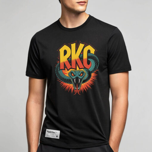 Men's Black T-Shirt with RKC Snake Graphic – Bold Streetwear Style, Cotton Tee